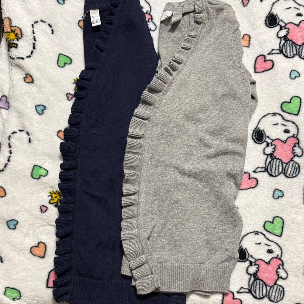 Kids Ruffle Trim cardigans - Navy and Gray
